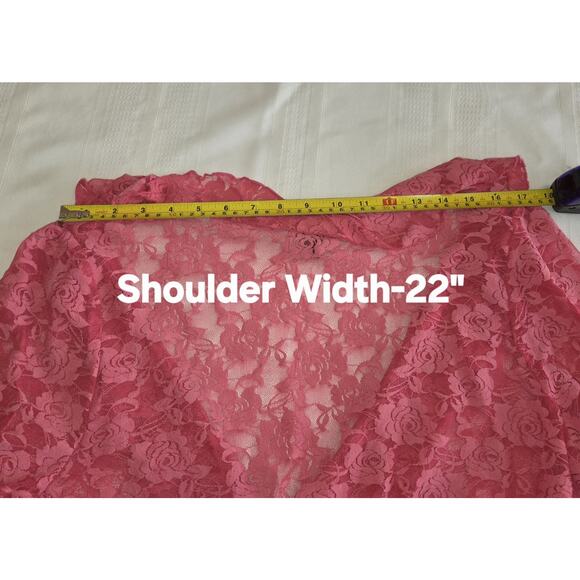 Vintage Venezia Hot Pink Lace Shrug Top Womens 18/20 Ruffles Whimsigoth Boho Y2K - Picture 11 of 16